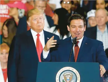  ?? BUTCH DILL/AP 2018 ?? Former President Trump is hoping to stave off potential 2024 challenger­s, including Florida’s Ron DeSantis.