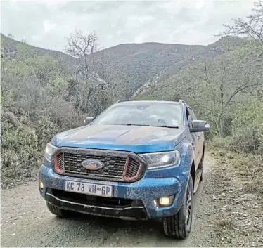  ?? Picture:TREMAINE VAN AARDT ?? UPPING THE ANTE: The Ford Ranger Stormtrak emerges from Baviaanskl­oof pass after Time to Torque put it through its paces on a two-day test drive. The Stormtrak is the Dearborn, Michigan, company’s latest offering to its ever-demanding SA consumer base