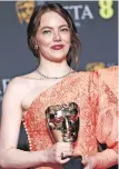  ?? ?? EMMA STONE fue nombrada mejor actriz por dar vida a la salvaje y enérgica Bella Baxter en “Poor Things”