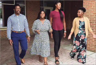  ?? Erik Trautmann / Hearst Connecticu­t Media ?? Graduates of the Norwalk Public School, Kendrick Constant, Khanisha Moore, Sarah St. Surin and Shelcie Charlot on Aug. 13 in Norwalk. The group advises how schools can respond to Black Lives Matter.