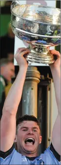  ??  ?? Shane O’Rourke of Simonstown Gaels lifts the Keegan Cup.