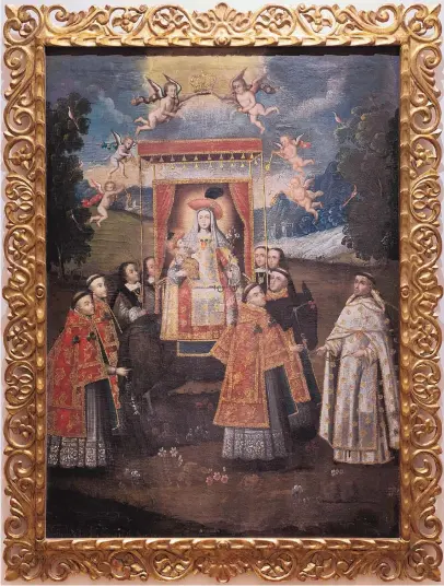  ??  ?? “Our Lady of Cocharas Under the Baldachin” was painted in about 1750 in Peru.
