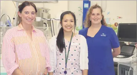  ?? ?? CARE: Mum-to-be Michaela Carey and GP obstetrici­an Dr Winnie Yum with East Grampians Health Service manager of acute services and midwife Tracey Walters.