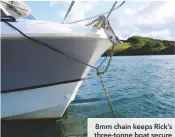  ??  ?? 8mm chain keeps Rick’s three-tonne boat secure