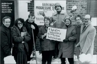  ??  ?? Rabbi David Hulbert (back) at a snowy open day in 1986