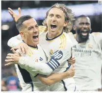  ?? EFE ?? EUFORIA. Luka Modric salió desde la banca para marcar el gol de la victoria a poco menos de 10 minutos del final del partido ante el Sevilla.