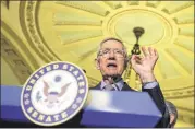  ?? SUSAN WALSH / AP ?? “Congress should not leave Flint and other lead-tainted communitie­s out of any (stopgap spending) negotiatio­n,” said Senate Minority Leader Harry Reid (above) in a letter to Majority Leader Mitch McConnell.
