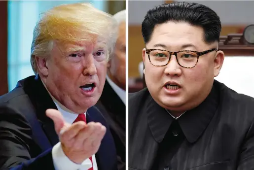  ?? (Kevin Lamarque and Korea Summit Press Pool/Reuters) ?? US PRESIDENT Donald Trump and North Korea leader Kim Jong Un in a composite photo. There is a giant gulf between US and North Korean expectatio­ns.