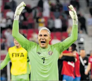  ?? ?? Keylor Navas celebra con rabia una victoria de Costa Rica.