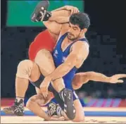  ?? GETTY IMAGES ?? Sushil (in blue) has had fitness issues in recent months.