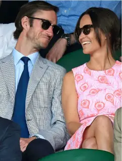  ??  ?? The happy couple at Wimbledon last year. Pippa once said she’d like to be married in her tennis whites – “shorts with no pleats or frills”.