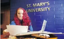  ?? CHRISTINAR­YAN ?? Taylor Frey says taking detailed notes is a key to her success at St. Mary’s University.