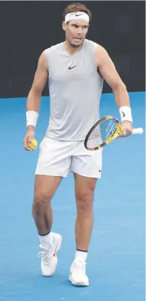  ??  ?? Rafael Nadal training in Adelaide.