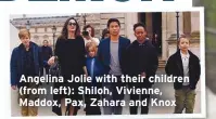  ??  ?? Angelina Jolie with their children
(from left): Shiloh, Vivienne,
Maddox, Pax, Zahara and Knox