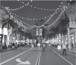  ??  ?? Evening brings out the glitter on Rodeo Drive. JEFFERSON GRAHAM/USA TODAY