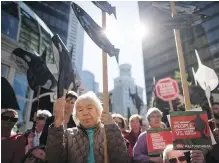  ??  ?? Opponents of the proposed Trans Mountain pipeline expansion rally this week in Vancouver outside the Federal Court of Appeal.