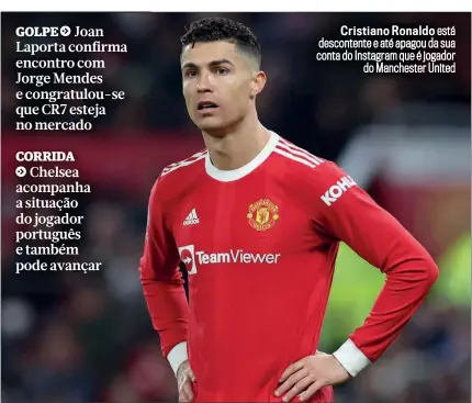  ?? ?? Cristiano Ronaldo está descontent­e e até apagou da sua conta do Instagram que é jogador
do Manchester United