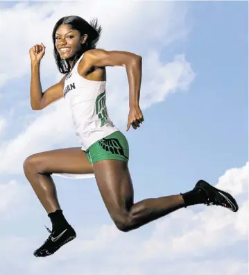  ?? MATIAS J. OCNER mocner@miamiheral­d.com ?? Flanagan’s Jassani Carter swept the 100 and 200 meters at the Class 4A state track and field championsh­ip meet to cap a successful career before she heads to college to run for the USC Trojans.