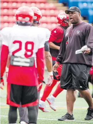  ?? LYLE ASPINALL/FILES ?? Calgary Stampeders defensive co-ordinator DeVone Claybrooks appears to be at the top of the list of those ready to become a head coach for the first time in the Canadian Football League.