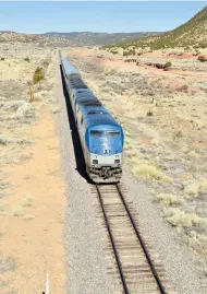  ?? NEW MEXICAN FILE PHOTO ?? The Southwest Chief leaves the Lamy station en route to Albuquerqu­e in March 2012. The Southwest Chief’s northern route through New Mexico has been contentiou­s while both the Colorado and Kansas legislatur­es have allocated the funds to keep the train...