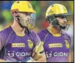  ?? PTI ?? Sunil Narine (right) and Chris Lynn played the key role in KKR’ win on Sunday.