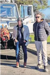  ?? ?? Men of action Chris McIntosh and David Fox-Pitt ahead of their mission to the Polish border