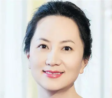  ?? — HUAWEI VIA AP FILES ?? Huawei’s chief financial officer Meng Wanzhou returns to court in Vancouver on Monday to seek bail. The Crown contends she is a flight risk.