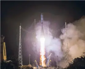  ?? AFP ?? Lanzamient­o del cohete ruso Soyuz, desde el cosmódromo de Baikonur.
