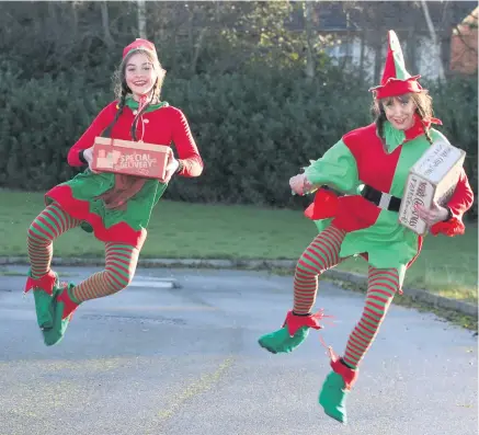  ?? PRESS EYE ?? Jump to it: Northern Ireland Children to Lapland elves Aleesha Williamson Deronja (left) and Fiona Williamson, general manager, NICLT