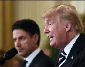  ?? SUSAN WALSH — THE ASSOCIATED PRESS ?? President Donald Trump speaks during a news conference Monday with Italian Prime Minister Giuseppe Conte at the White House.