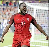  ?? AP/JOHN RAOUX ?? Friday night, leading the United States to a 4-0 victory against Panama in a World Cup qualifier in Orlando, Fla. The U.S. moved into third place in the CONCACAF standings, which would guarantee a spot in the 2018 tournament.