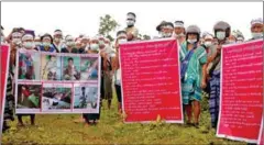  ?? AFP ?? Karen ethnic people protest against the Myanmar army at Hpa-an in Karen state on Tuesday.