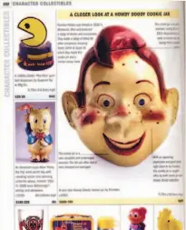  ??  ?? A page from Judith Miller’s listing a Howdy Doody cookie jar and a Porky the Pig wind-up tin toy. Collectibl­es Price Guide 2006