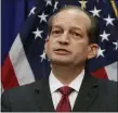  ?? ALEX BRANDON — ASSOCIATED PRESS ?? Labor Secretary Alex Acosta speaks during a press conference Wednesday in Washington.