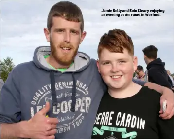  ??  ?? Jamie Kelly and Eoin Cleary enjoying an evening at the races in Wexford.