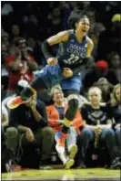  ?? ALEX GALLARDO — THE ASSOCIATED PRESS ?? Minnesota Lynx forward Maya Moore reacts after she makes a shot and gets a foul called on the Los Angeles Sparks during the second half in Game 4 of the WNBA finals.