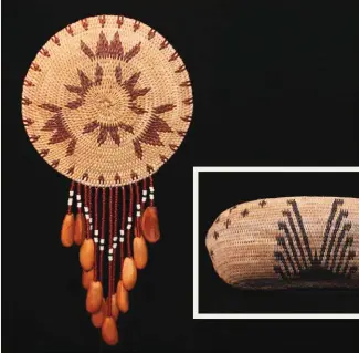  ??  ?? 8. A piece of Mckay's basketry that features beadwork.