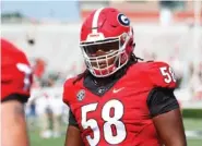  ?? PHOTO BY JOHN PAUL VAN WERT ?? Georgia redshirt sophomore Pat Allen has been working as the first-team left guard during recent spring practices.