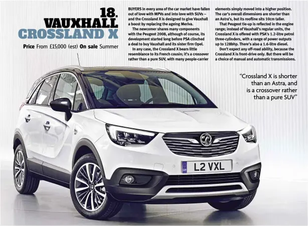  ??  ?? “Crossland X is shorter than an Astra, and is a crossover rather than a pure SUV”