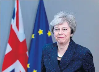  ?? /AFP ?? Scuttle diplomacy: British Prime Minister Theresa May leaves after a meeting with the president of the European Council, Donald Tusk, in Brussels on Thursday.