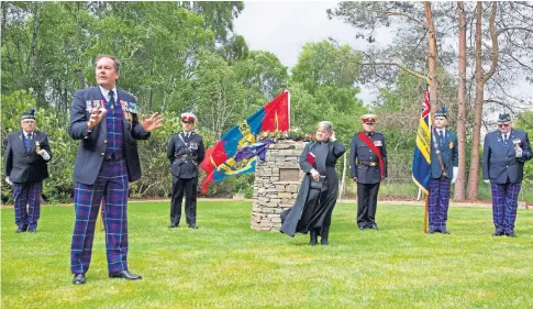  ?? ?? WE WILL REMEMBER THEM: Davie Paton, chairman of Carnoustie Legion, addresses the special commemorat­ion.