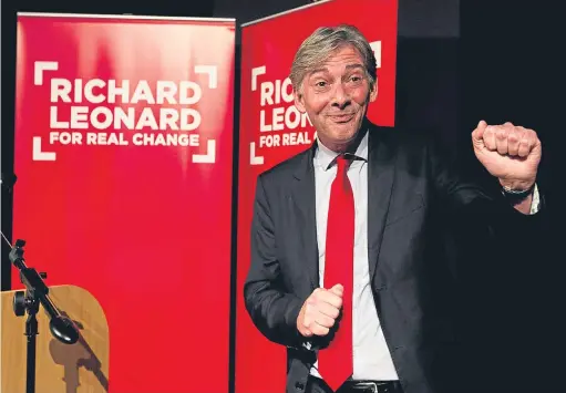  ??  ?? Richard Leonard addresses activists in Glasgow as he launches his bid to succeed Kezia Dugdale as Scottish Labour leader.