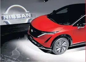  ??  ?? Nissan has been aggressive­ly promoting online sales of its new Ariya all-battery SUV since its introducti­on in Japan in July 2020.