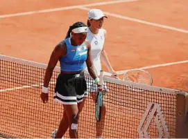  ?? Jean-Francois Badias/Associated Press ?? Coco Gauff, left, still hasn’t beaten Iga Swiatek in seven career meetings. In fact, the American has yet to win a set against the No. 1-ranked player in the world.