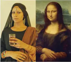  ?? Photos Zineb Bouchra ?? Zineb Bouchra has recreated a number of classic paintings, clockwise from above: da Vinci’s ‘Mona Lisa’; Vermeer’s ‘Girl With a Pearl Earring’; Landelle’s ‘Woman with Oranges’; a self portrait by Frida Kahlo