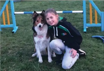  ??  ?? Local girl Rachel Owens won 3rd place in the Junior Internatio­nal show for dog agility in the UK last weekend. Rachel who represente­d Ireland in this competitio­n is the daughter of Lucy and Pat Owens and has done her village and country proud. But...