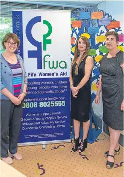  ?? Picture: Steven Brown. ?? From left: independen­t services team leader Rosemary Henry, support worker Alison Sexton and Ellen McCance fundraisin­g and communicat­ions worker, all from Fife Women’s Aid.