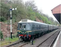  ?? PETER NICHOLSON ?? THE SVR’s DMU Group West Midlands five Class 108 cars have for long been a familiar sight at Bewdley station. Hopefully, some cars will soon be able to leave the confines of the station under their own power again. Nearest the camera on April 22 was DMCL
No. E52064 with behind, DMBSs Nos. M50933 and M51941, TBSL No. E59250, and DTCL No. M56208.