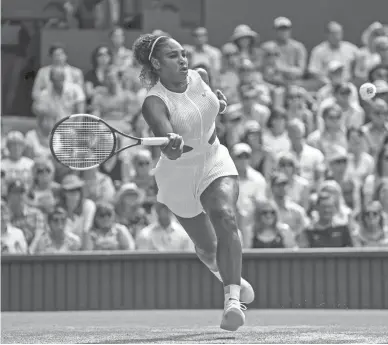  ??  ?? Serena Williams is seen in action during her match against Barbora Strycova on Day 10 of the 2019 Wimbledon Championsh­ips.