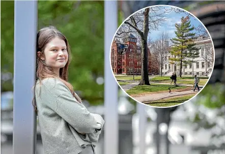  ?? MONIQUE FORD / STUFF ?? Jess Jenkins has been admitted to Harvard University, inset, one of only 747 students worldwide, chosen from among 10,086 applicatio­ns